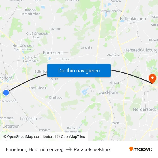Elmshorn, Heidmühlenweg to Paracelsus-Klinik map