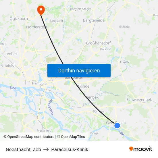 Geesthacht, Zob to Paracelsus-Klinik map