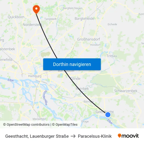 Geesthacht, Lauenburger Straße to Paracelsus-Klinik map