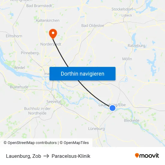 Lauenburg, Zob to Paracelsus-Klinik map
