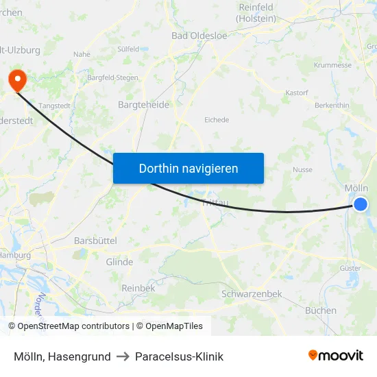Mölln, Hasengrund to Paracelsus-Klinik map