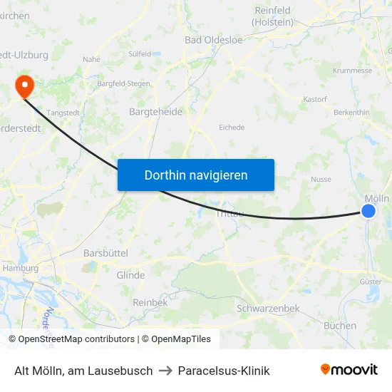 Alt Mölln, am Lausebusch to Paracelsus-Klinik map