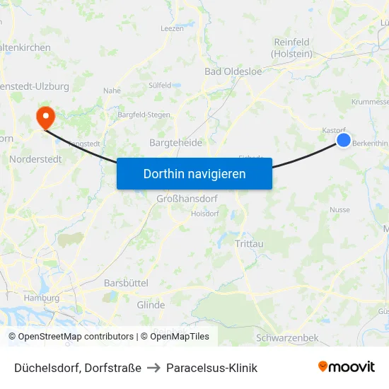 Düchelsdorf, Dorfstraße to Paracelsus-Klinik map