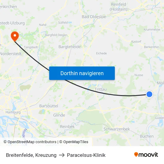 Breitenfelde, Kreuzung to Paracelsus-Klinik map