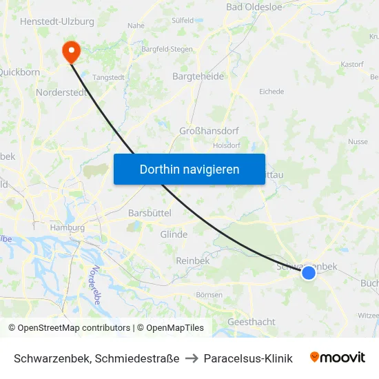 Schwarzenbek, Schmiedestraße to Paracelsus-Klinik map