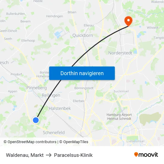 Waldenau, Markt to Paracelsus-Klinik map