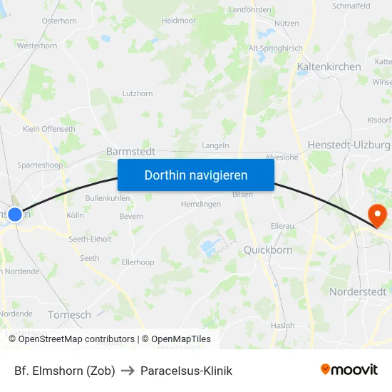 Bf. Elmshorn (Zob) to Paracelsus-Klinik map
