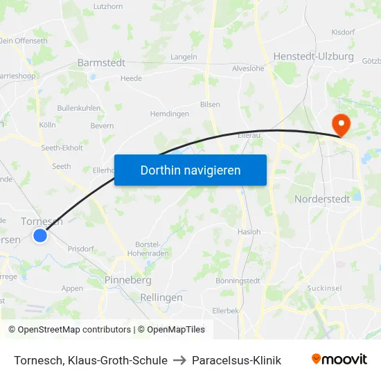 Tornesch, Klaus-Groth-Schule to Paracelsus-Klinik map