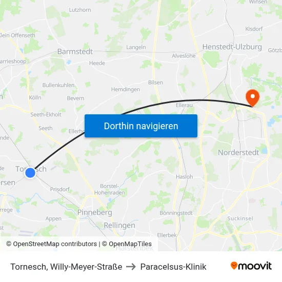 Tornesch, Willy-Meyer-Straße to Paracelsus-Klinik map