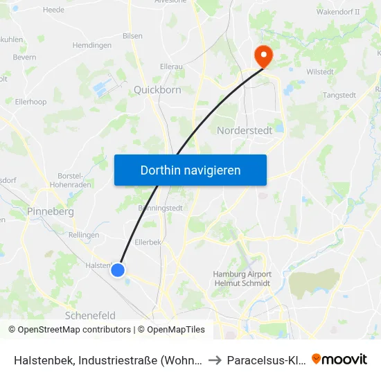 Halstenbek, Industriestraße (Wohnmeile) to Paracelsus-Klinik map