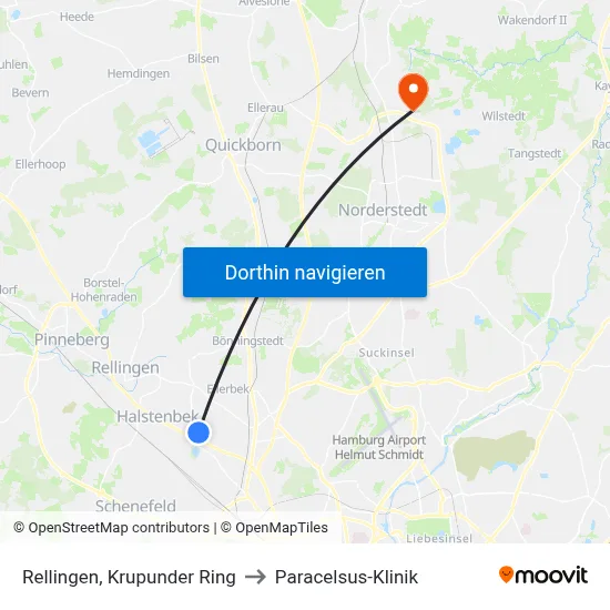 Rellingen, Krupunder Ring to Paracelsus-Klinik map