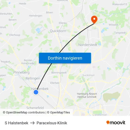 S Halstenbek to Paracelsus-Klinik map