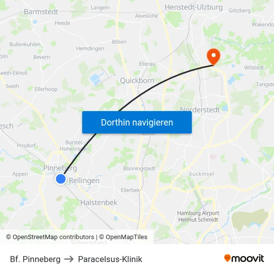 Bf. Pinneberg to Paracelsus-Klinik map