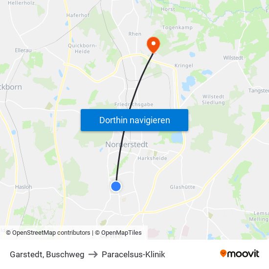 Garstedt, Buschweg to Paracelsus-Klinik map