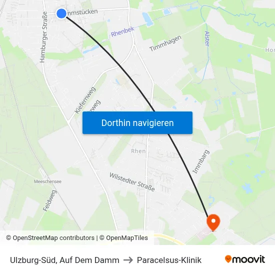 Ulzburg-Süd, Auf Dem Damm to Paracelsus-Klinik map
