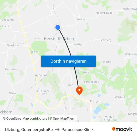 Ulzburg, Gutenbergstraße to Paracelsus-Klinik map