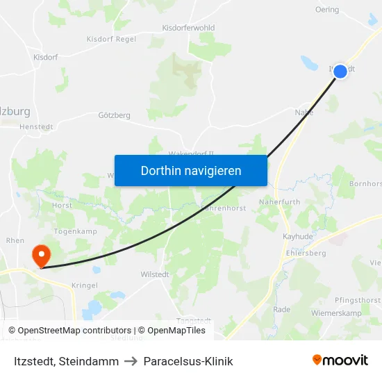 Itzstedt, Steindamm to Paracelsus-Klinik map