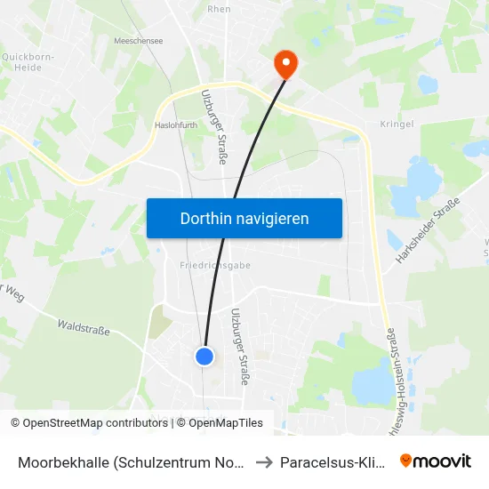 Moorbekhalle (Schulzentrum Nord) to Paracelsus-Klinik map