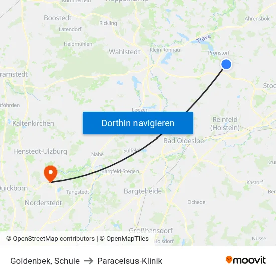 Goldenbek, Schule to Paracelsus-Klinik map