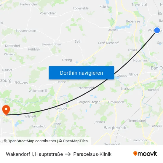 Wakendorf I, Hauptstraße to Paracelsus-Klinik map
