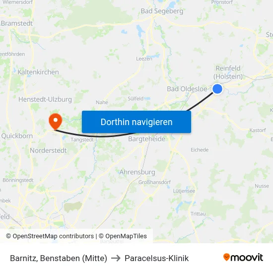 Barnitz, Benstaben (Mitte) to Paracelsus-Klinik map