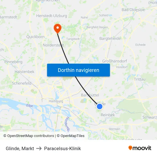 Glinde, Markt to Paracelsus-Klinik map
