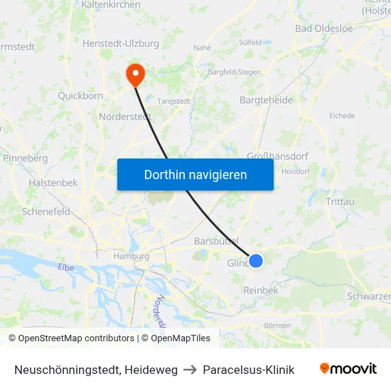 Neuschönningstedt, Heideweg to Paracelsus-Klinik map
