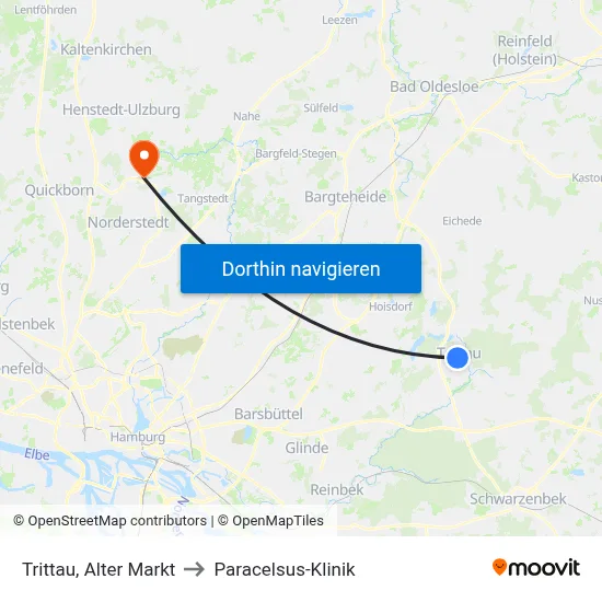 Trittau, Alter Markt to Paracelsus-Klinik map