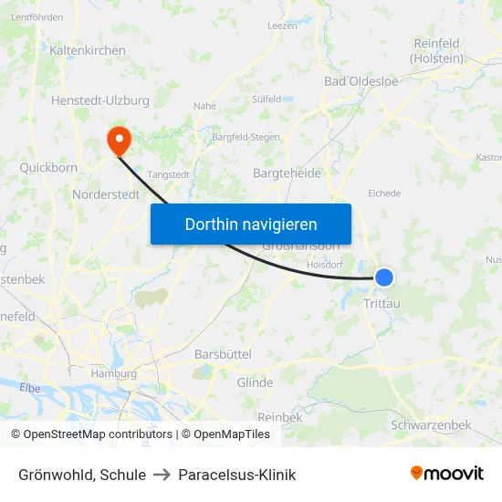 Grönwohld, Schule to Paracelsus-Klinik map