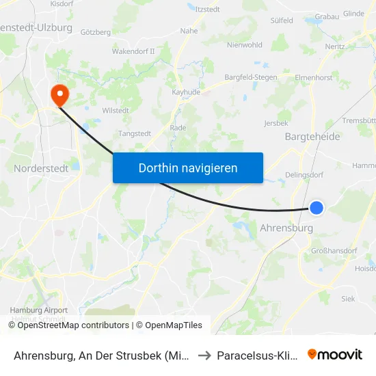 Ahrensburg, An Der Strusbek (Mitte) to Paracelsus-Klinik map