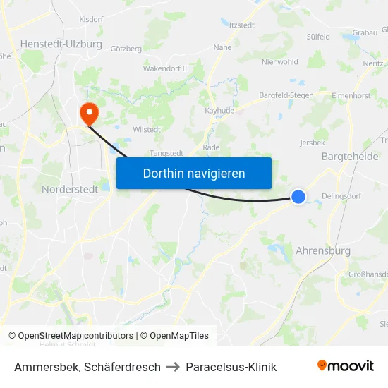 Ammersbek, Schäferdresch to Paracelsus-Klinik map