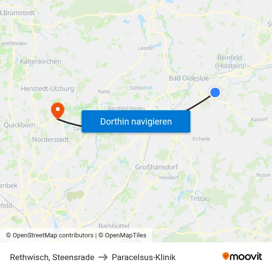 Rethwisch, Steensrade to Paracelsus-Klinik map