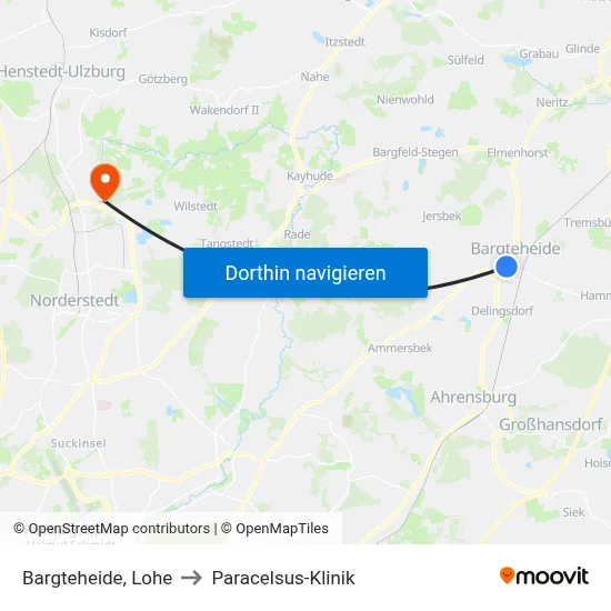 Bargteheide, Lohe to Paracelsus-Klinik map