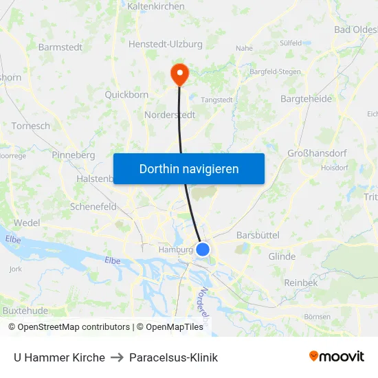 U Hammer Kirche to Paracelsus-Klinik map
