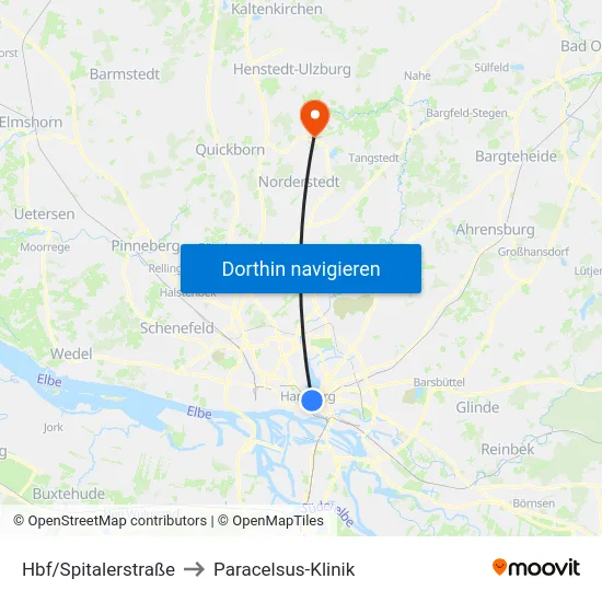 Hbf/Spitalerstraße to Paracelsus-Klinik map