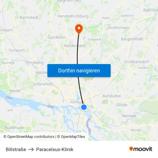 Billstraße to Paracelsus-Klinik map