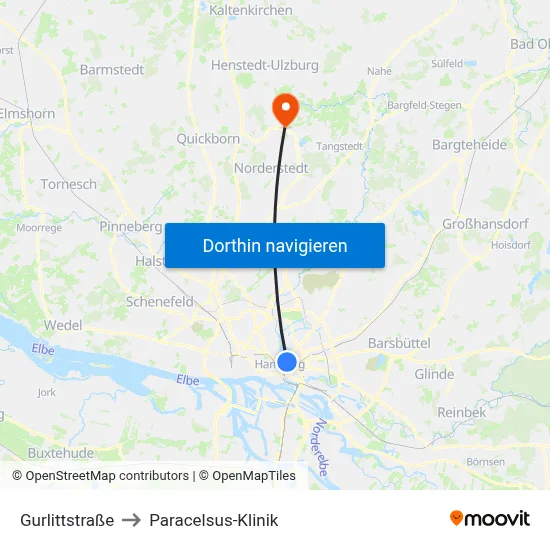 Gurlittstraße to Paracelsus-Klinik map
