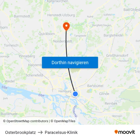 Osterbrookplatz to Paracelsus-Klinik map