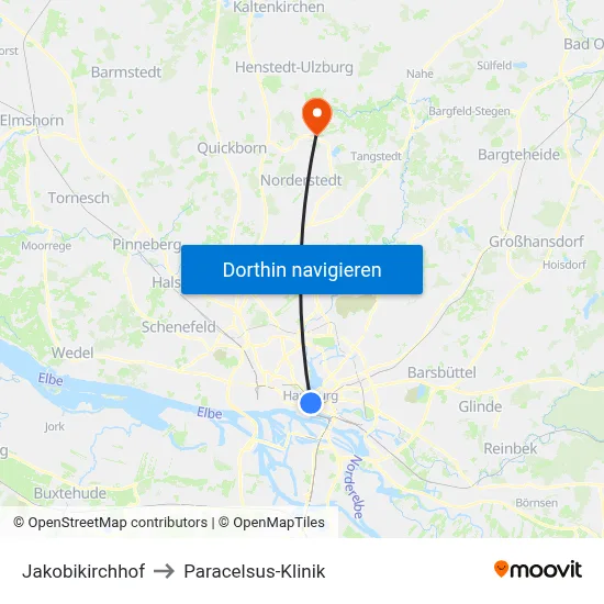 Jakobikirchhof to Paracelsus-Klinik map