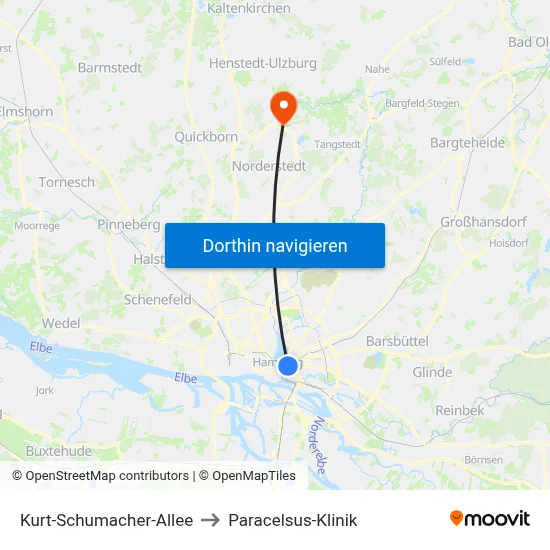 Kurt-Schumacher-Allee to Paracelsus-Klinik map