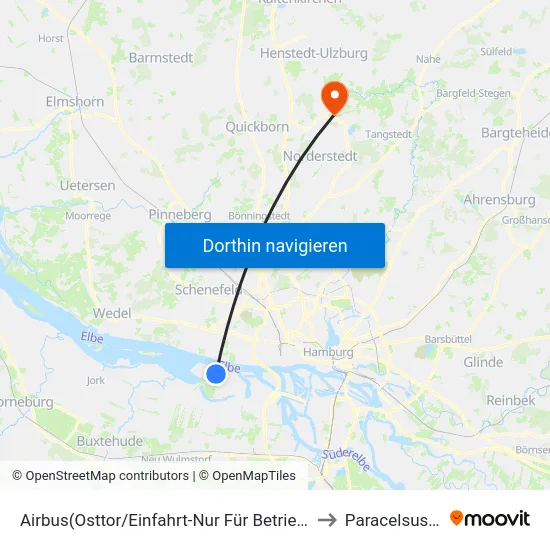Airbus(Osttor/Einfahrt-Nur Für Betriebsangehörige) to Paracelsus-Klinik map