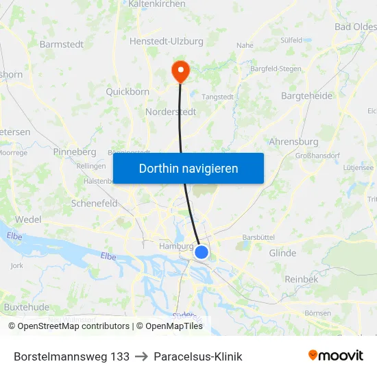 Borstelmannsweg 133 to Paracelsus-Klinik map