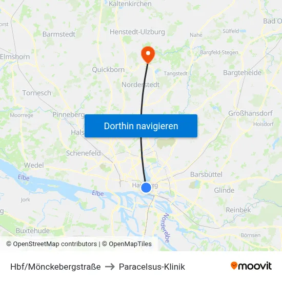Hbf/Mönckebergstraße to Paracelsus-Klinik map
