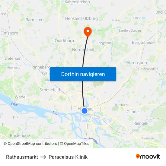 Rathausmarkt to Paracelsus-Klinik map