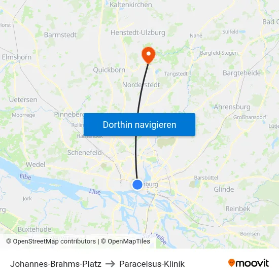Johannes-Brahms-Platz to Paracelsus-Klinik map