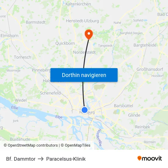 Bf. Dammtor to Paracelsus-Klinik map
