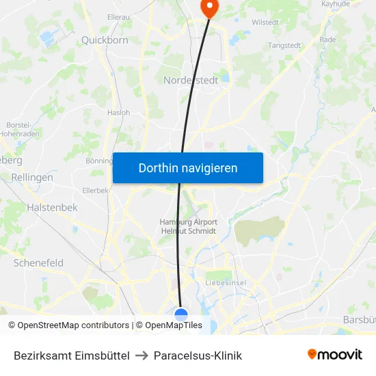 Bezirksamt Eimsbüttel to Paracelsus-Klinik map