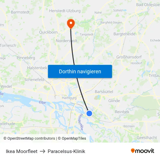 Ikea Moorfleet to Paracelsus-Klinik map