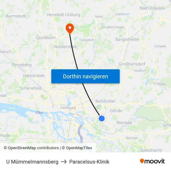 U Mümmelmannsberg to Paracelsus-Klinik map