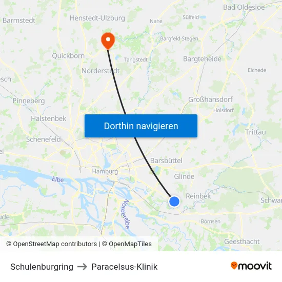 Schulenburgring to Paracelsus-Klinik map